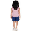Planet First Slogan Vest With Reef Print Shorts Set, Pink & Dark Blue - Mixed Apparel Set - 8