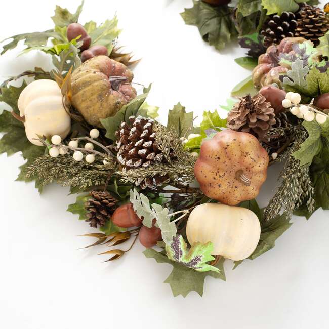 Mixed Pumpkin, Fall Berry, Pinecone & Twig Thanksgiving Harvest Garland - Garlands - 2