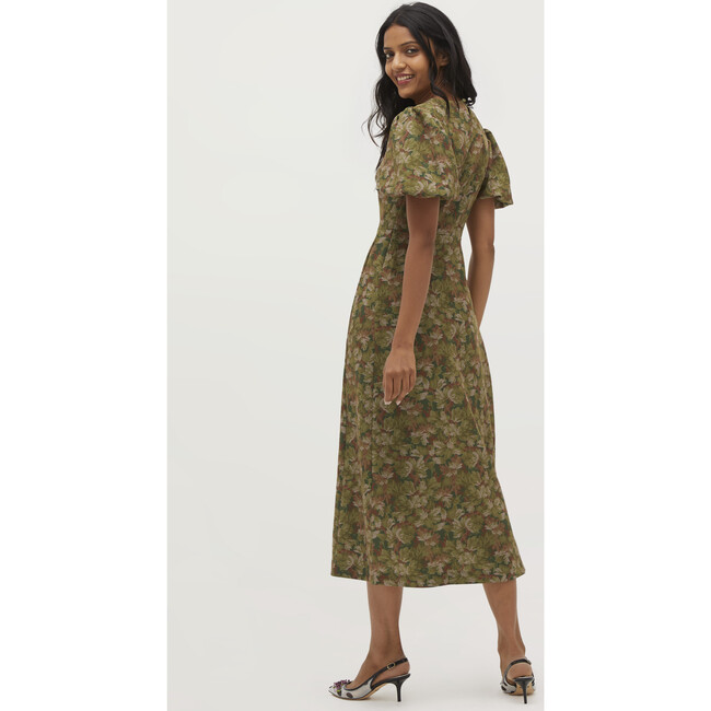 The Constance Dress, Green Multi Foliage Stretch Crepe - Dresses - 6