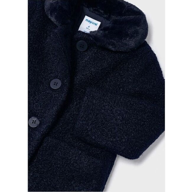 Shearling Coat, Navy - Coats - 2