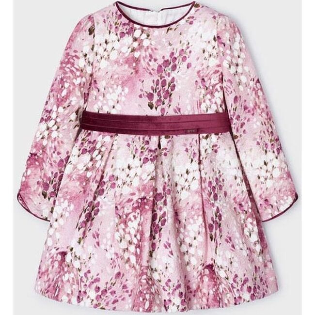 Floral Print Jacquard Dress, Pink