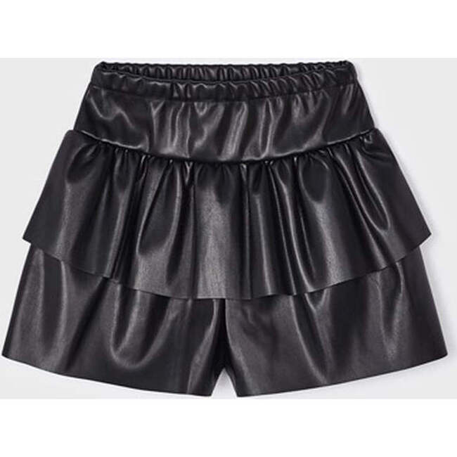 Faux Leather Skort, Black
