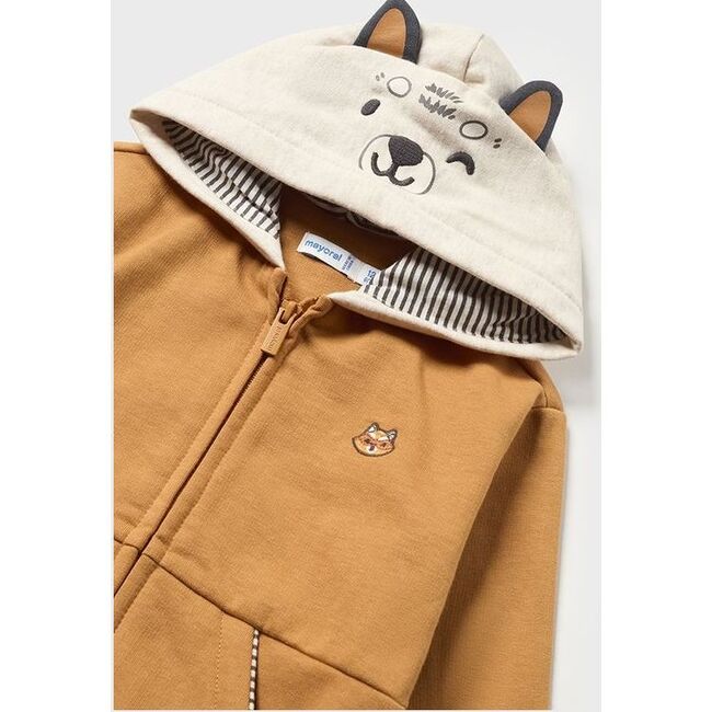 Fox Graphic Zip Up Hoodie, Beige - Sweatshirts - 2