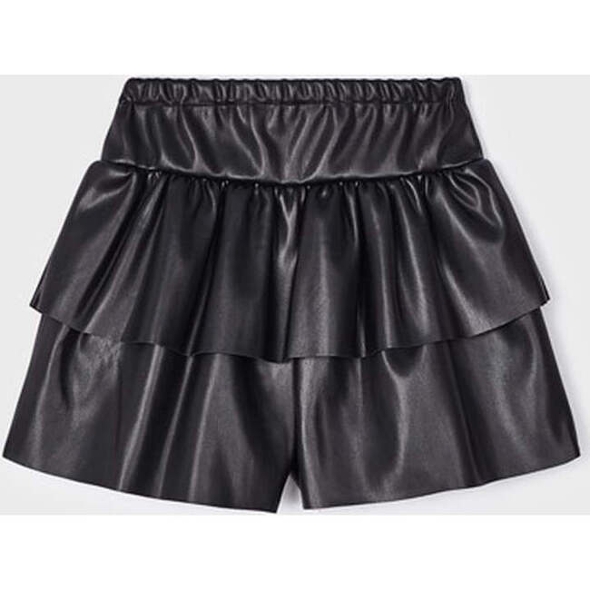 Faux Leather Skort, Black - Skirts - 2