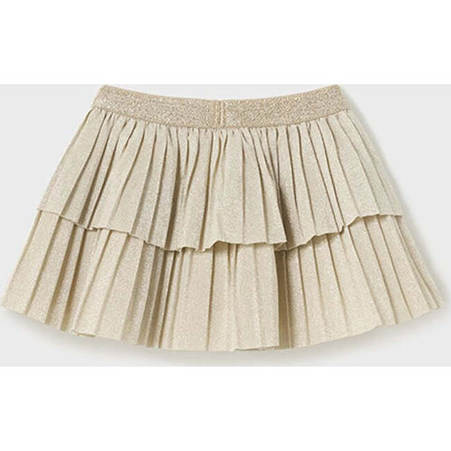 Pleated Overlay Skirt, Beige - Skirts - 3