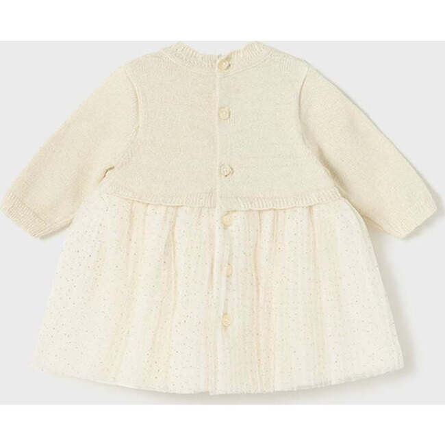 Pleated Knit Tulle Dress, Beige - Dresses - 3