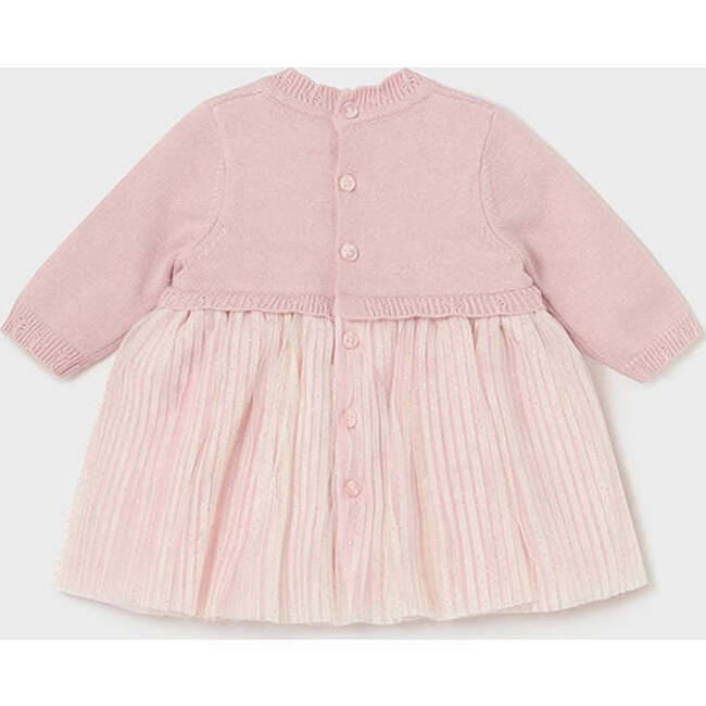 Pleated Knit Tulle Dress, Pink - Dresses - 3