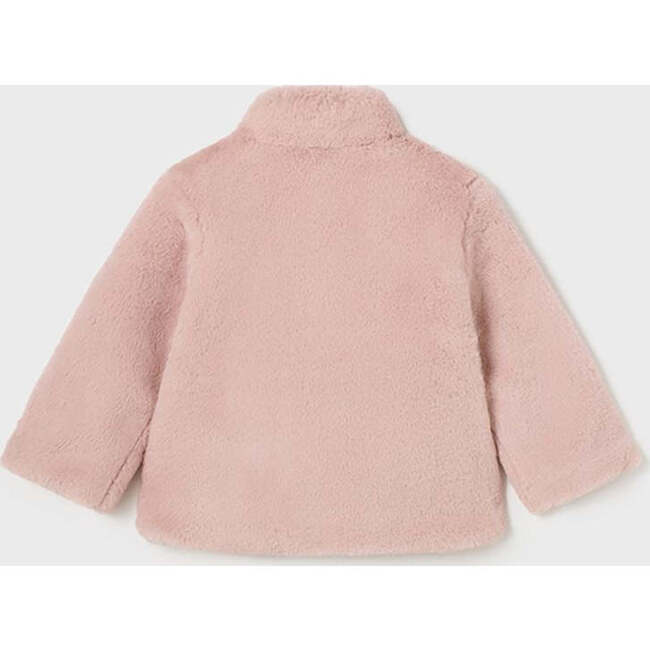 Rose Bow Overlap Faux Fur Coat, Pink - Coats - 3