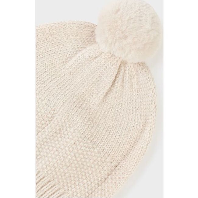 Floral Knit Winter Set, Beige - Hats - 4
