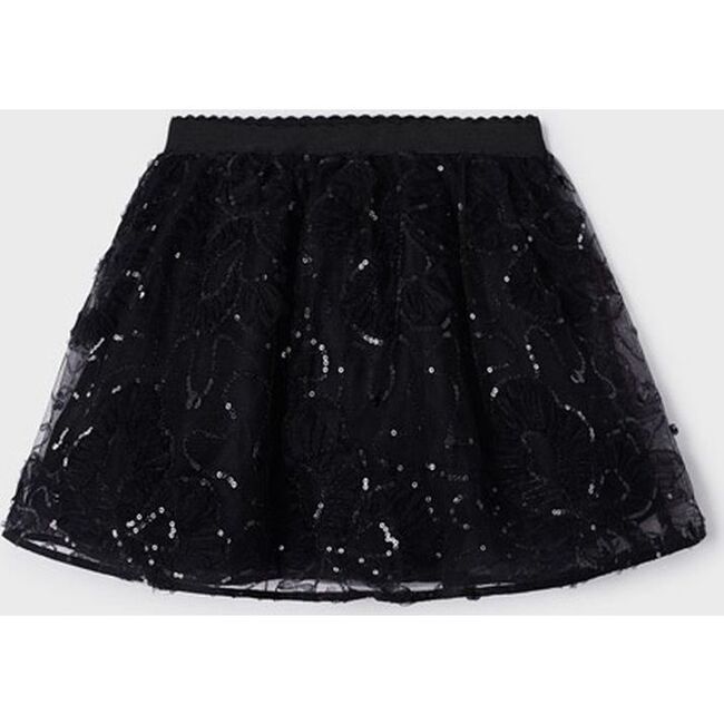 Tulle Applique Skirt, Black