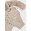 Faux Fur Collared Cardigan, Beige - Cardigans - 2