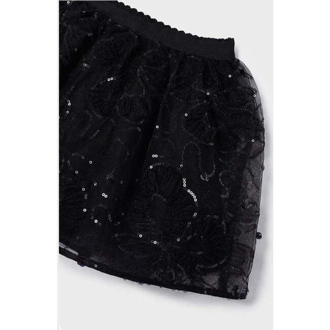 Tulle Applique Skirt, Black - Skirts - 2