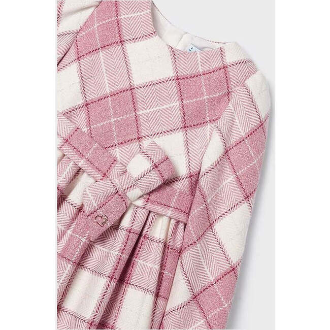 Bow Plaid Dress, Pink - Dresses - 2