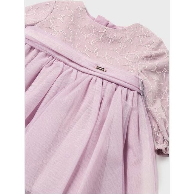 Embroidered Tulle Dress, Mauve - Dresses - 2