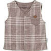 Plaid Pocket Vest, Beige - Vests - 1 - thumbnail