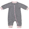 Kitten Polka Dot Babysuit, Grey - Bodysuits - 1 - thumbnail