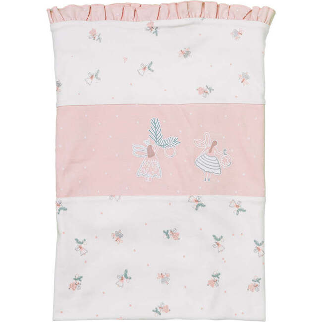 Kitten Print Bow Blanket, Pink