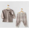 Tiger Plaid Outfit, Beige - Mixed Apparel Set - 2