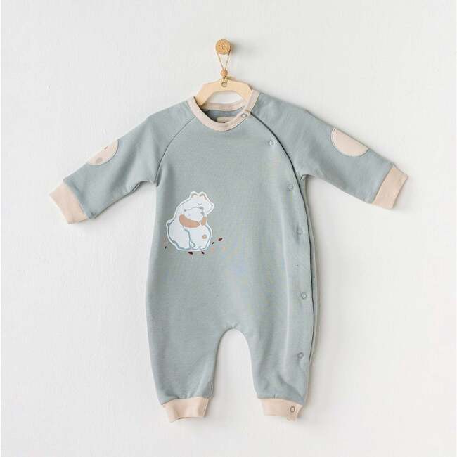 Polar Bear Graphic Babysuit, Green - Bodysuits - 2