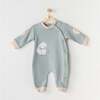 Polar Bear Graphic Babysuit, Green - Bodysuits - 2