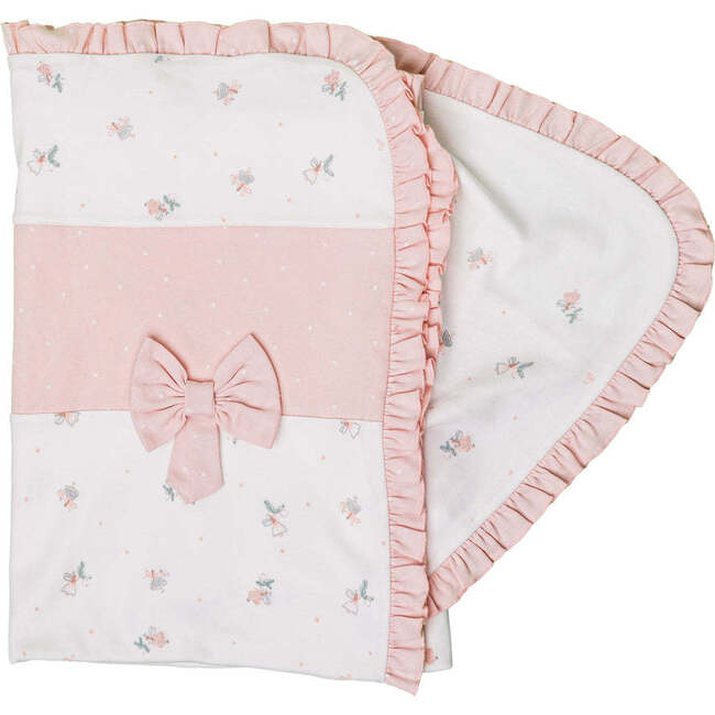 Kitten Print Bow Blanket, Pink - Blankets - 2