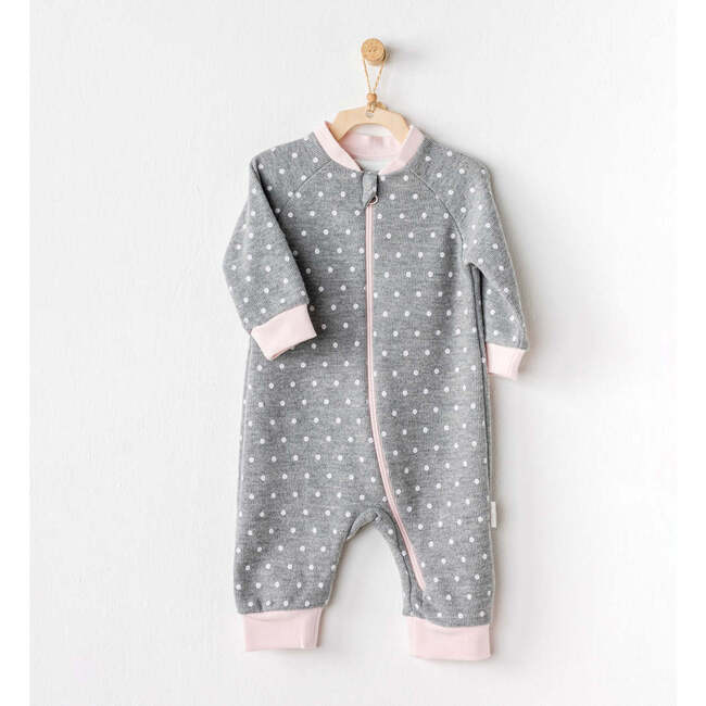 Kitten Polka Dot Babysuit, Grey
