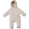 Bear Graphic Welsoft Babysuit, Beige - Bodysuits - 1 - thumbnail