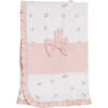 Kitten Print Bow Blanket, Pink - Blankets - 3