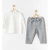 Kitten Graphic Outfit, White - Mixed Apparel Set - 2