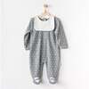 Kitten Polka Dot Babysuit & Bib, Grey - Bodysuits - 2