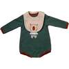 Bear Graphic Babysuit & Bib, Green - Bodysuits - 1 - thumbnail