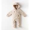 Bear Graphic Welsoft Babysuit, Beige - Bodysuits - 2