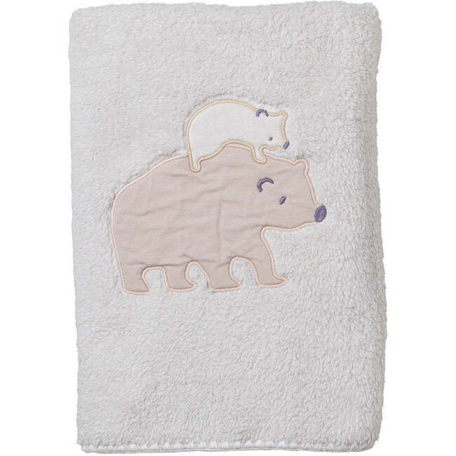 Bear Graphic Blanket, Beige - Blankets - 2