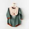 Bear Graphic Babysuit & Bib, Green - Bodysuits - 3