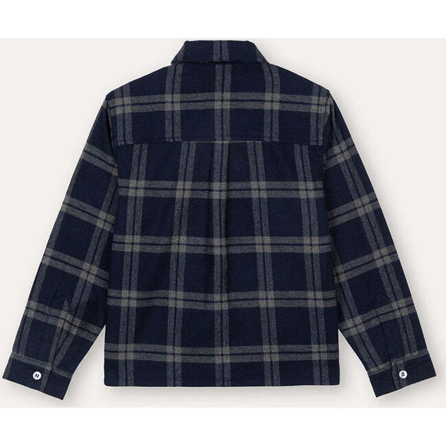 Plaid Long Sleeve Flannel Shirt, Navy - Shirts - 2