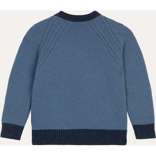 Merino Cashmere Crew Neck Sweater, Blue Denim & Navy - Sweaters - 2