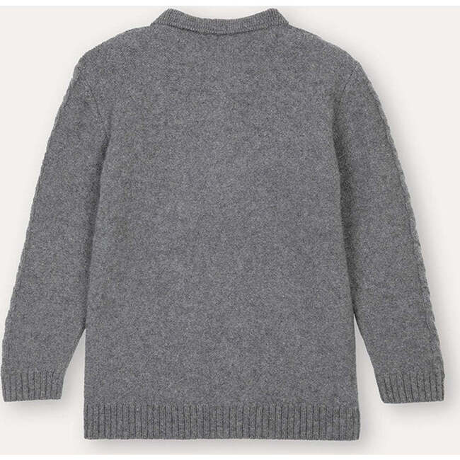 Merino Cashmere Knit Long Sleeve Polo Jumper, Grey - Sweaters - 2