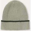 Merino Cashmere Ribbed Rolled-Up Beanie, Green - Hats - 2