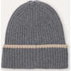 Merino Cashmere Ribbed Rolled-Up Beanie, Grey - Hats - 2