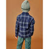 Plaid Long Sleeve Flannel Shirt, Navy - Shirts - 6