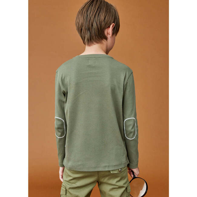 Crew Neck Long Sleeve T-Shirt, Khaki - T-Shirts - 6