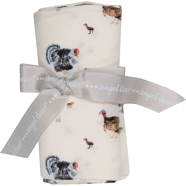 Turkey Swaddle Blanket, Cream - Swaddles - 2