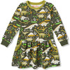 French Terry Print Sweatshirt Dress With Pockets, Paleontology - Dresses - 1 - thumbnail