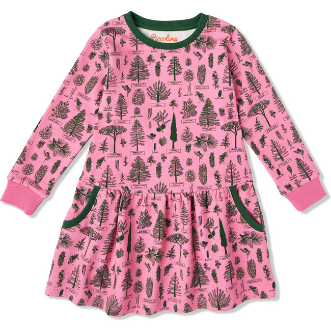 French Terry Print Sweatshirt Dress With Pockets, Botany - Dresses - 1