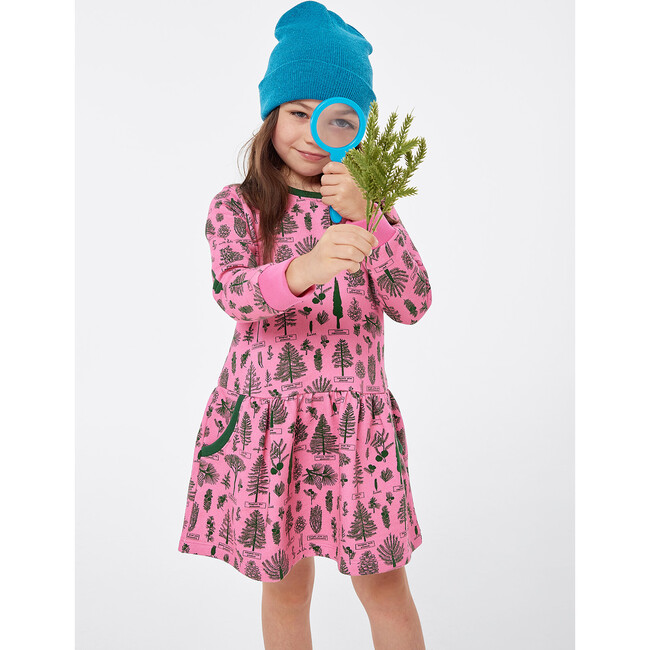 French Terry Print Sweatshirt Dress With Pockets, Botany - Dresses - 2