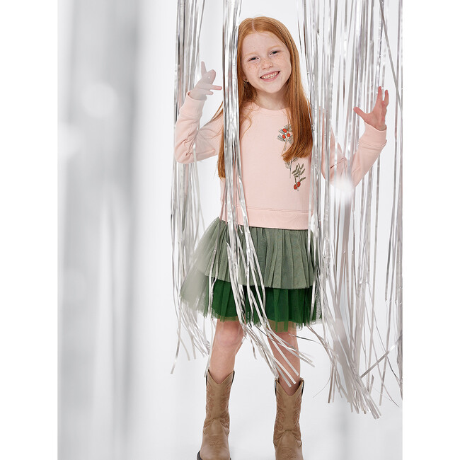 French Terry Print 2-Tier Tulle Sweatshirt Dress, Botany - Dresses - 2