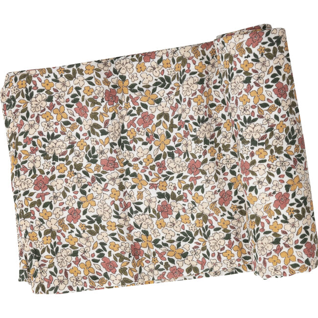 Natural Fall Floral Swaddle Blanket, Multi