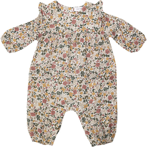 Natural Fall Floral Ruffle Sleeve, Romper, Multi - Angel Dear Rompers ...