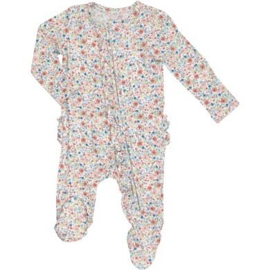 Dainty Floral 2 Way Ruffle Zipper Footie, Multi Pink - Angel Dear ...
