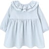 Ema Ruffle Neck Collar Long Sleeve Corduroy Dress, Blue - Dresses - 1 - thumbnail